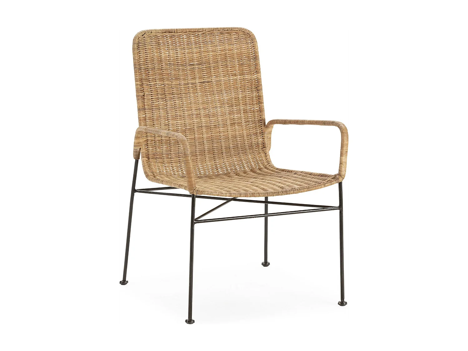 Chaise élégante Métal/Osier Noir/Naturel