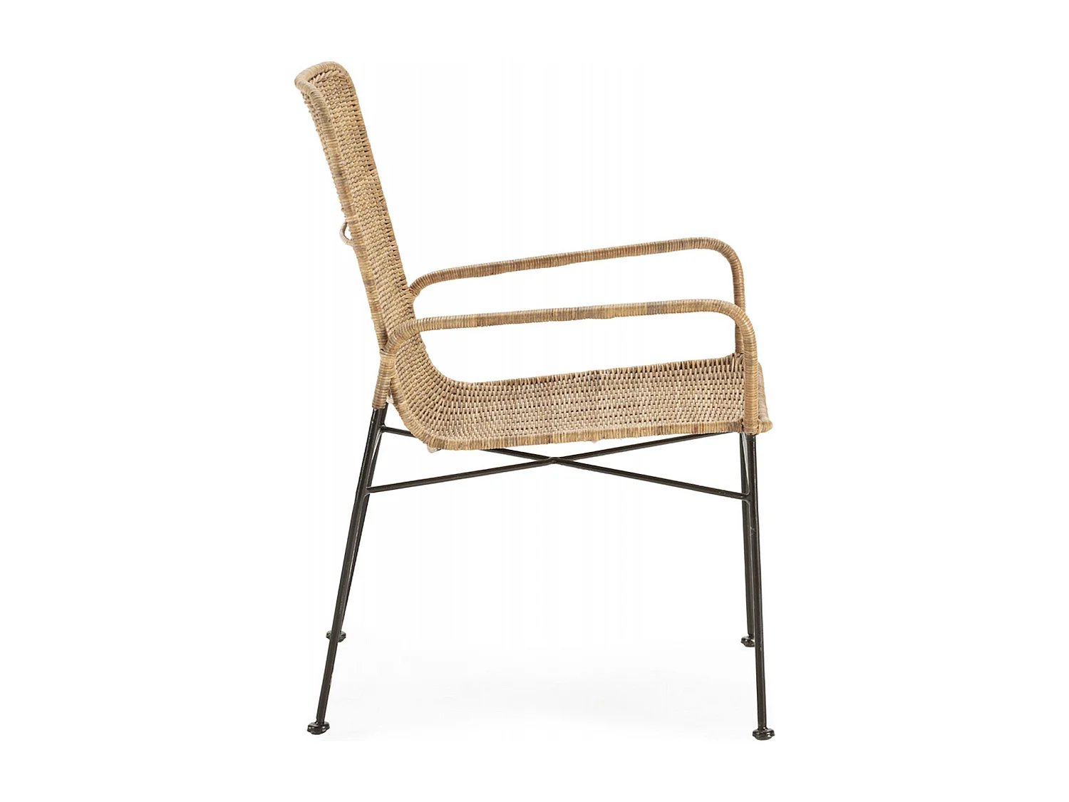 Chaise élégante Métal/Osier Noir/Naturel