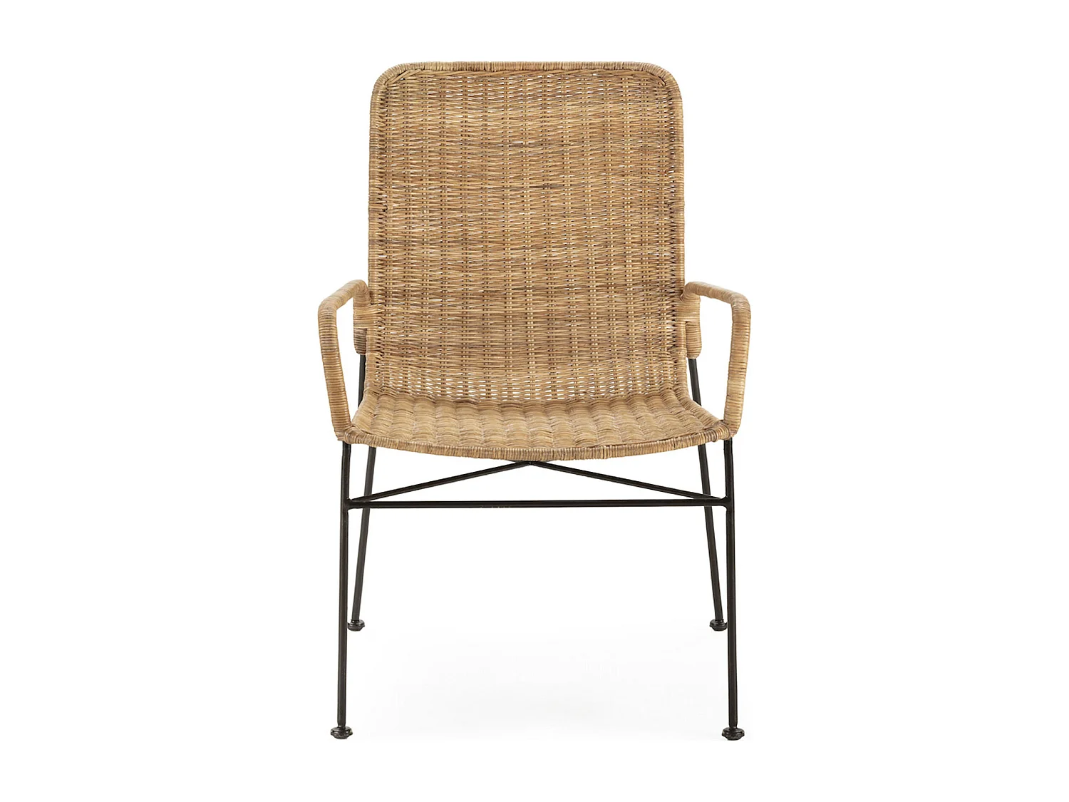 Chaise élégante Métal/Osier Noir/Naturel