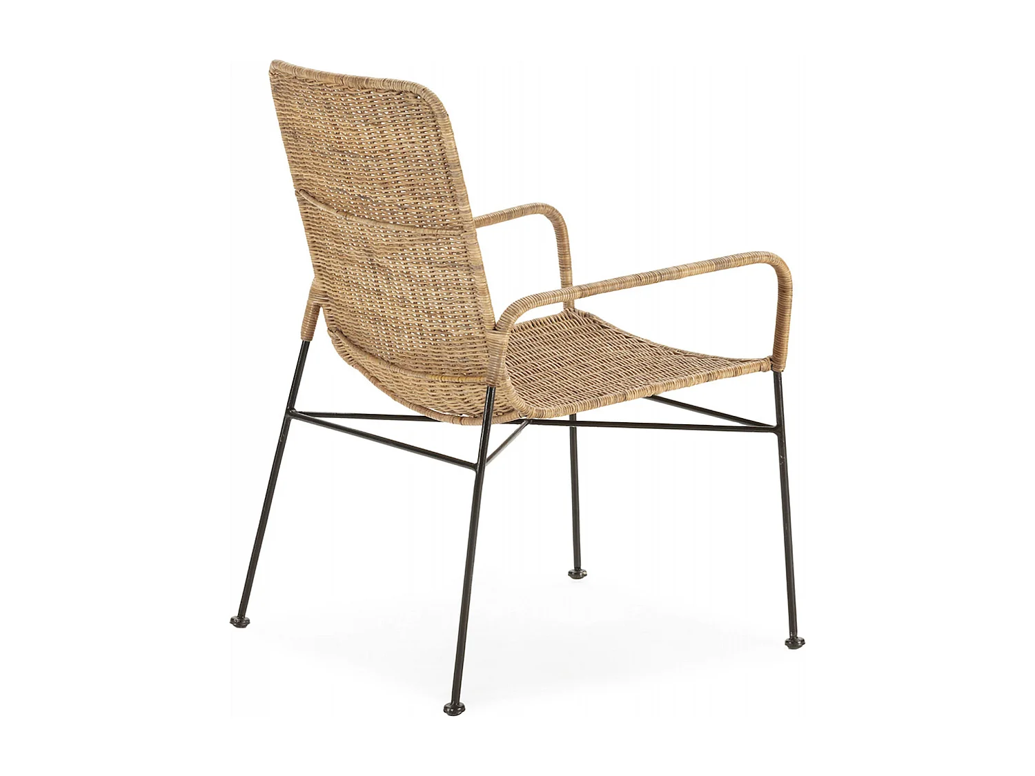 Chaise élégante Métal/Osier Noir/Naturel