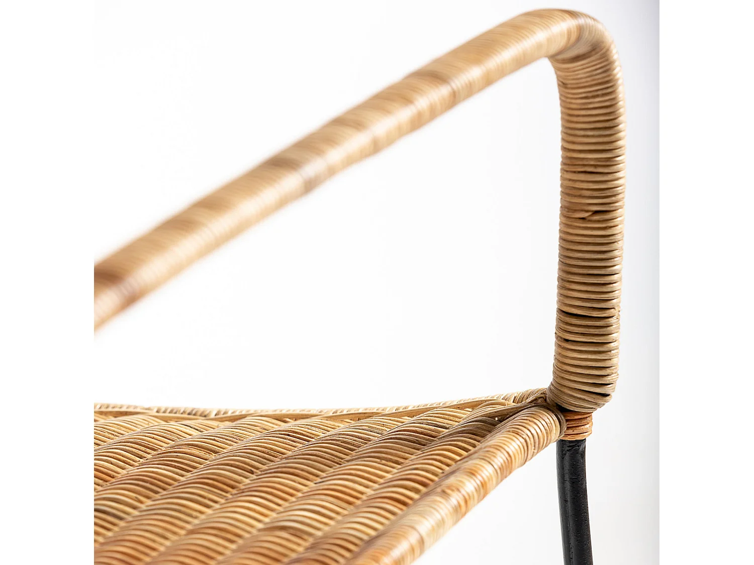 Chaise élégante Métal/Osier Noir/Naturel