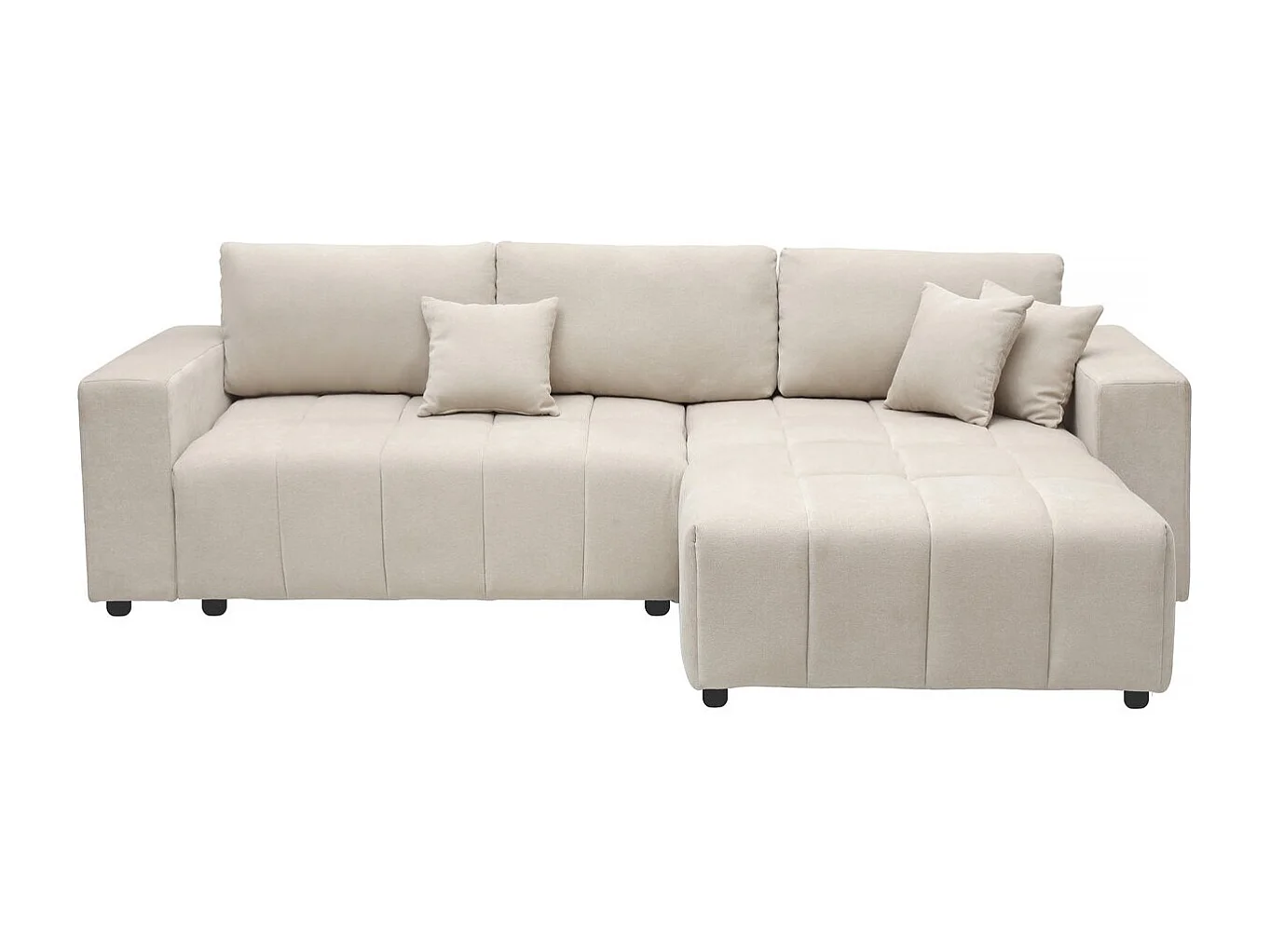 Canapé d'angle convertible style bubble tissu chenille "George" 4 places - Beige