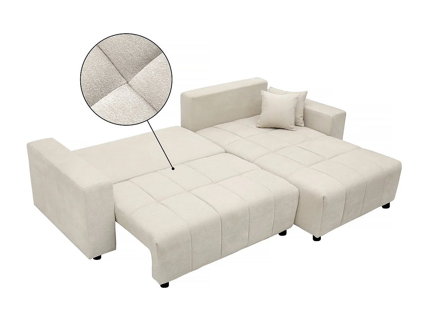 Canapé d'angle convertible style bubble tissu chenille "George" 4 places - Beige