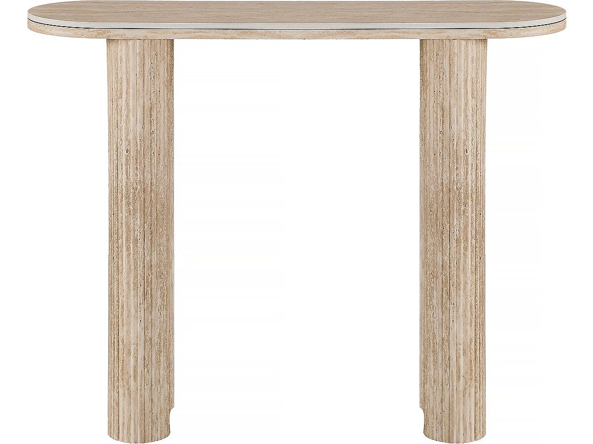 Konsola ceramiczna z trawertynu "Alba" - 100 x 30 x 80 cm - Brązowa