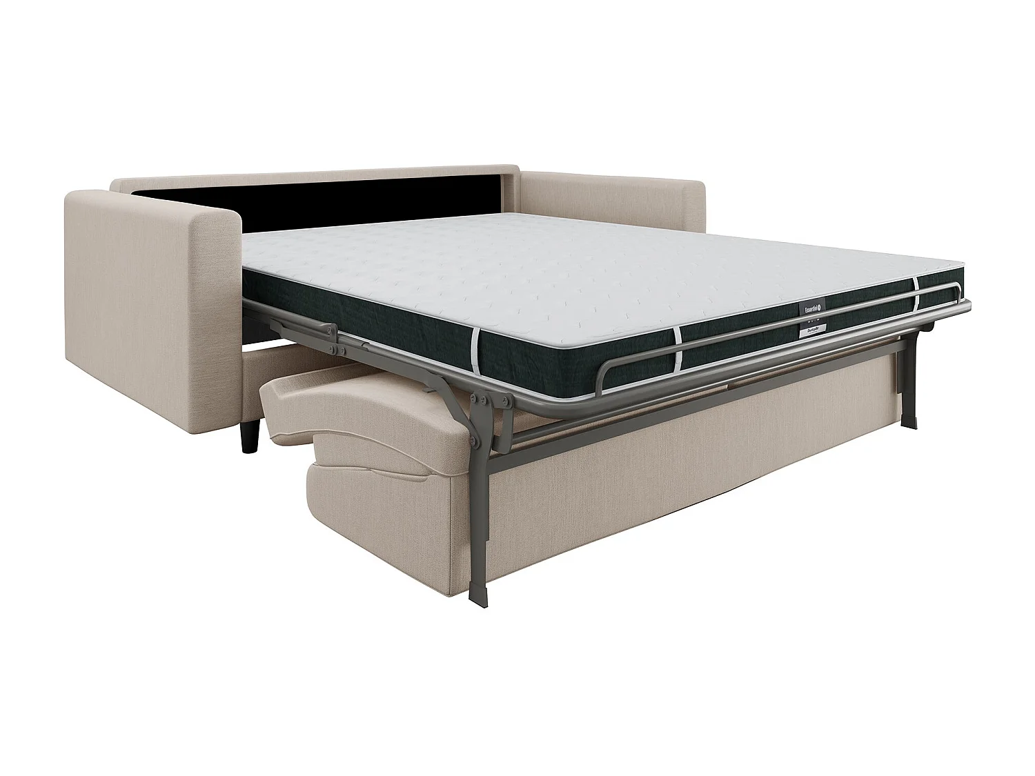 Canapé convertible express dunlopillo tissu tramé beige 140cm Hailie Jade