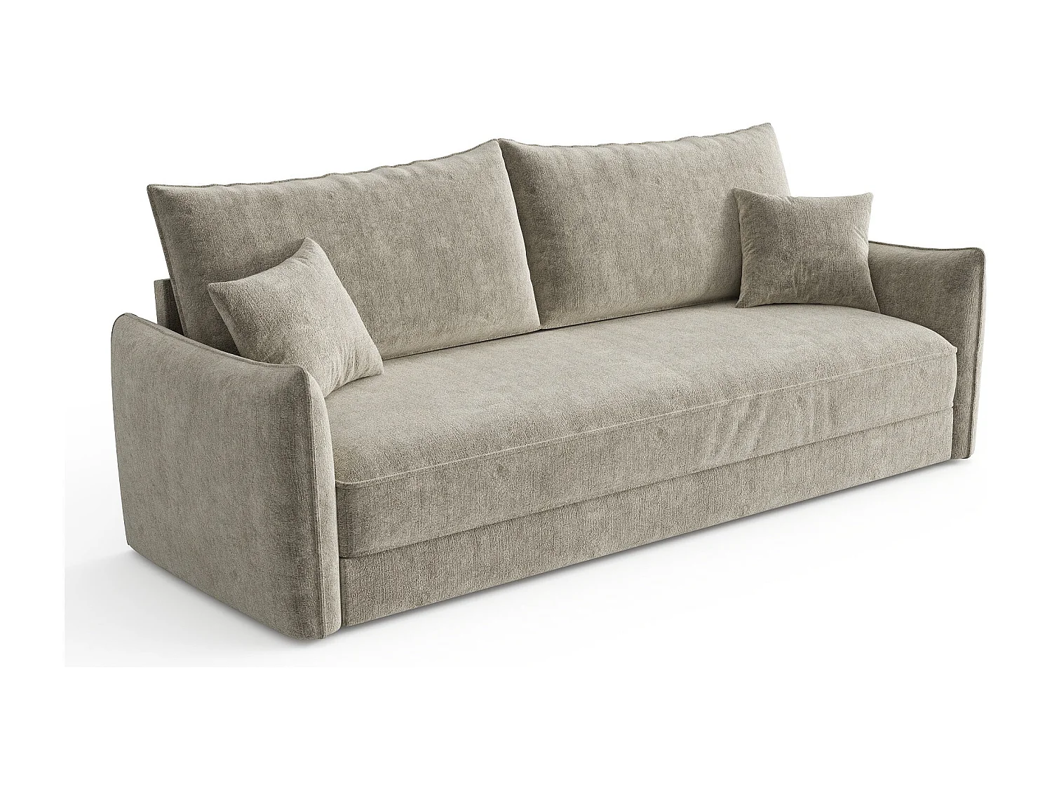 Canapé convertible 3 places velours texturé taupe 213cm PLUME