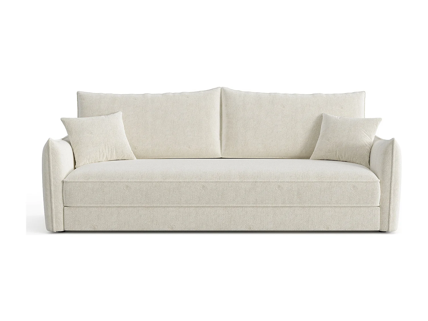 Canapé convertible 3 places velours texturé crème 213cm PLUME