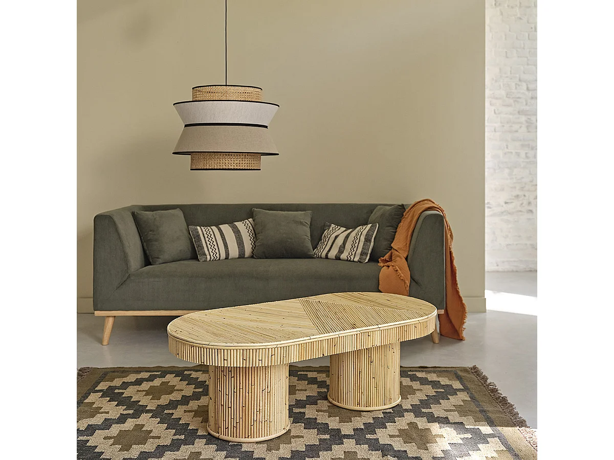 Tavolino in cannage di rattan ovale