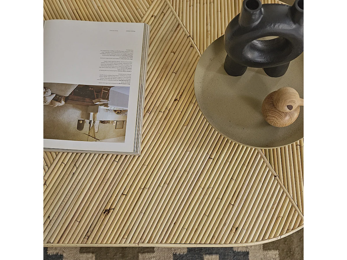 Tavolino in cannage di rattan ovale