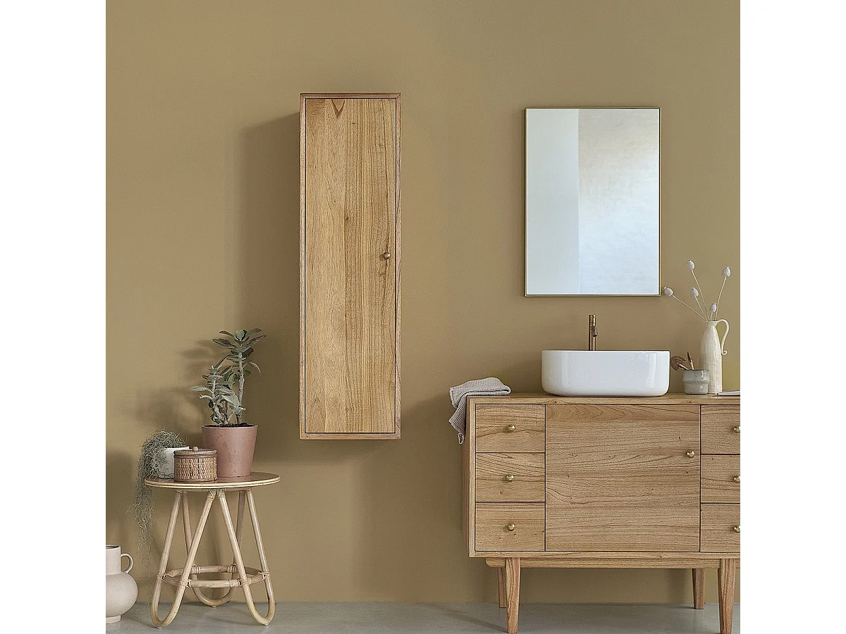 Armario de baño flotante de madera de mindi maciza