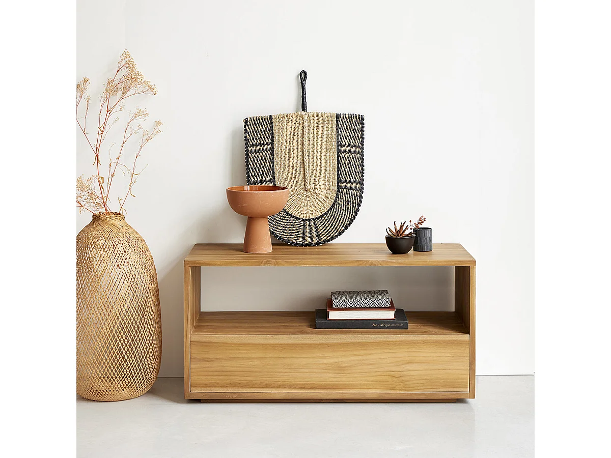 Mobile TV in legno massello di teak 90 cm