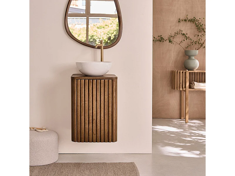 Mobile bagno sospeso in massello di mindi