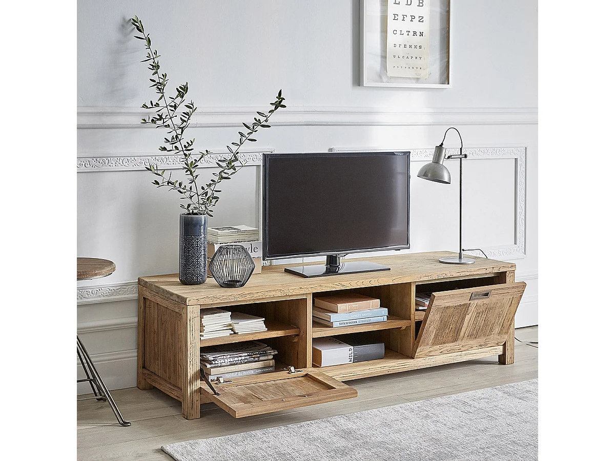 Mueble de TV de teca maciza reciclada de 160 cm