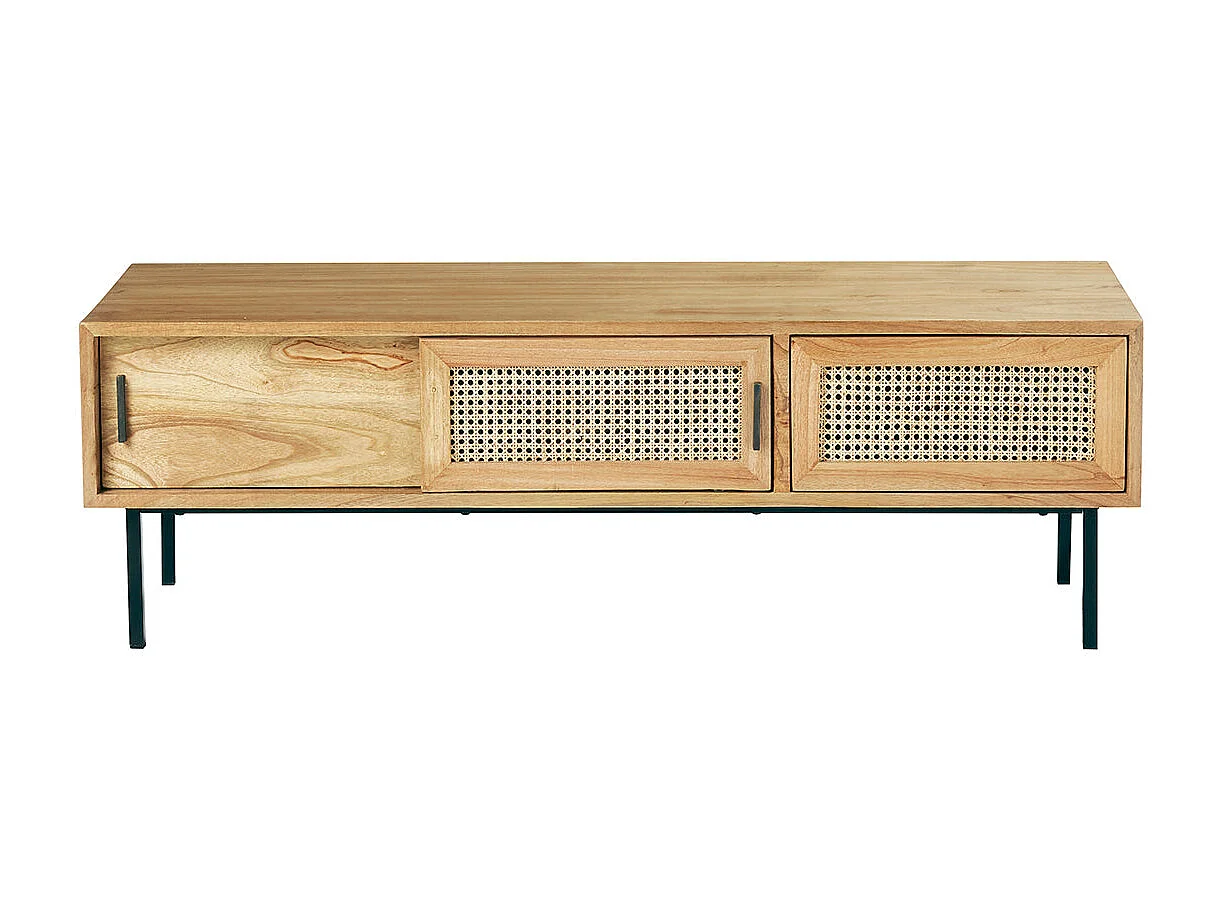 Mobile TV in mindi massello e vimini 140 cm