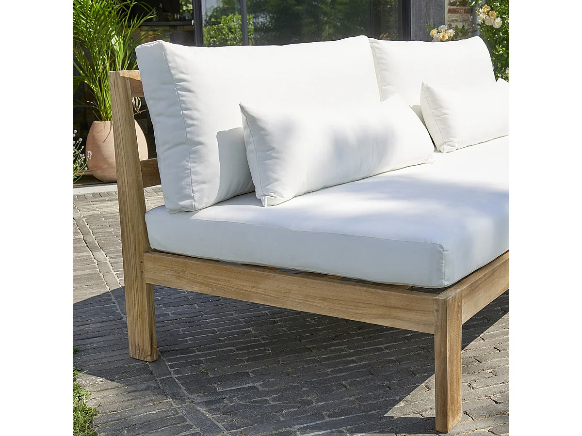 Divano da giardino in teak massello bianco 3 posti