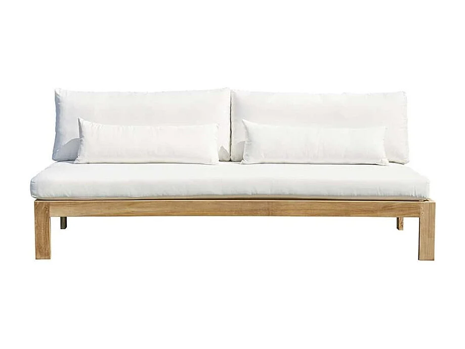 Canapé de jardin en teck massif et tissu Blanc TOUQUET