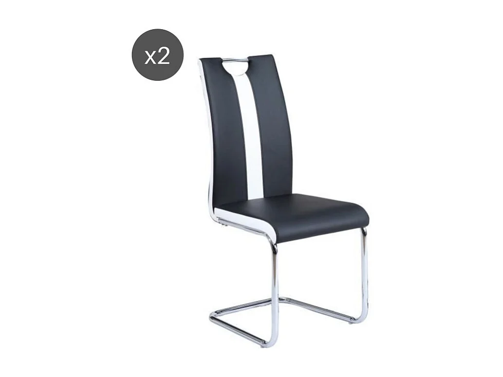 Lot de 2 chaises JADE  simili noir