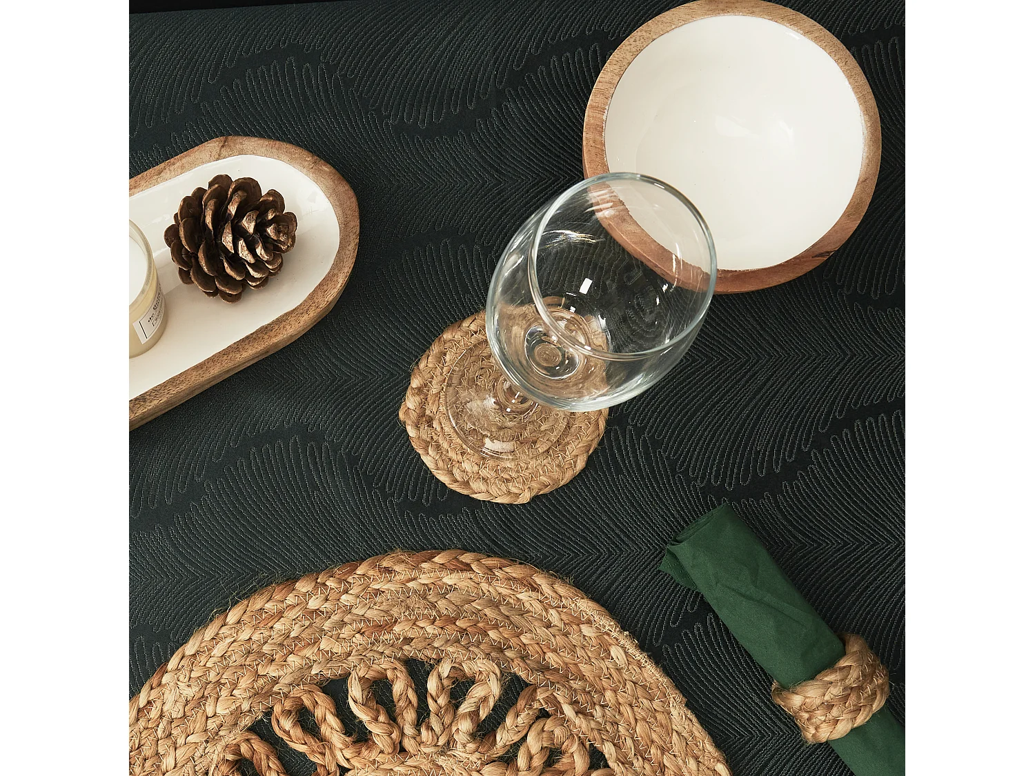 Dessous De Verre Jute 10cm X4 Marron