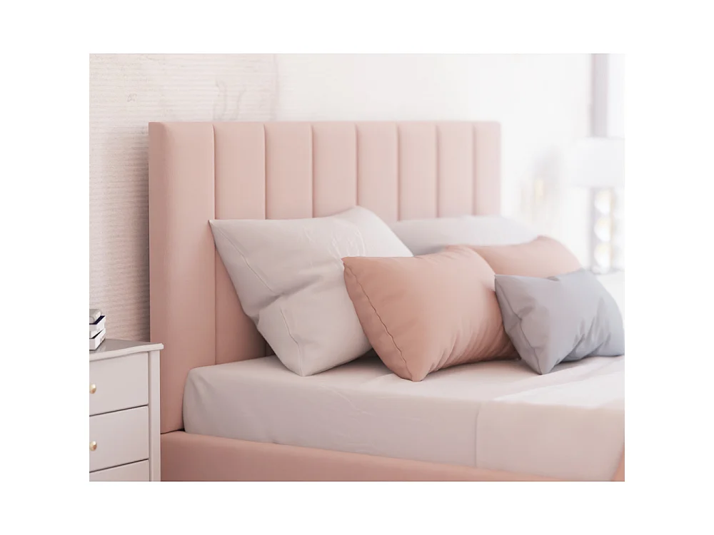 Lit coffre Lorado 140 x 200 cm avec sommier à lattes relevable Rose pâle