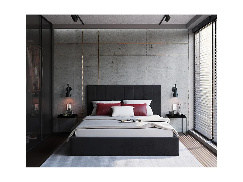 Lit coffre Lorado 140 x 200 cm avec sommier à lattes relevable Rose pâle