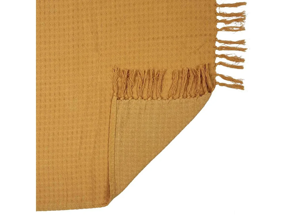 Jete De Canape Gaufre Ocre 120x150cm Marron