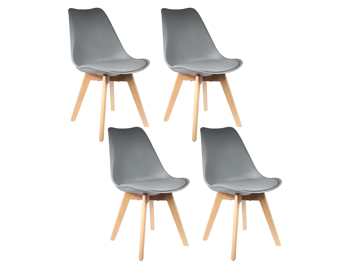 Chaise Scandinave Coque Rembourree Gris - Lot De 4