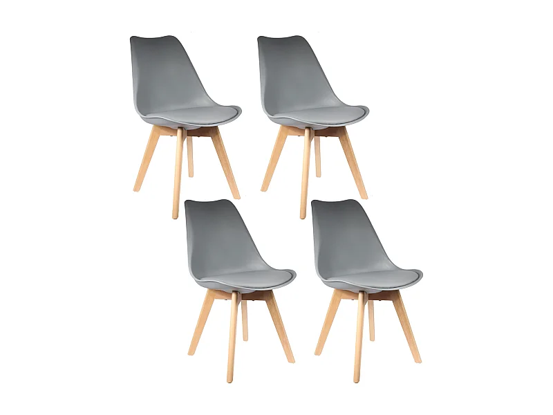 Chaise Scandinave Coque Rembourree Gris - Lot De 4 Gris