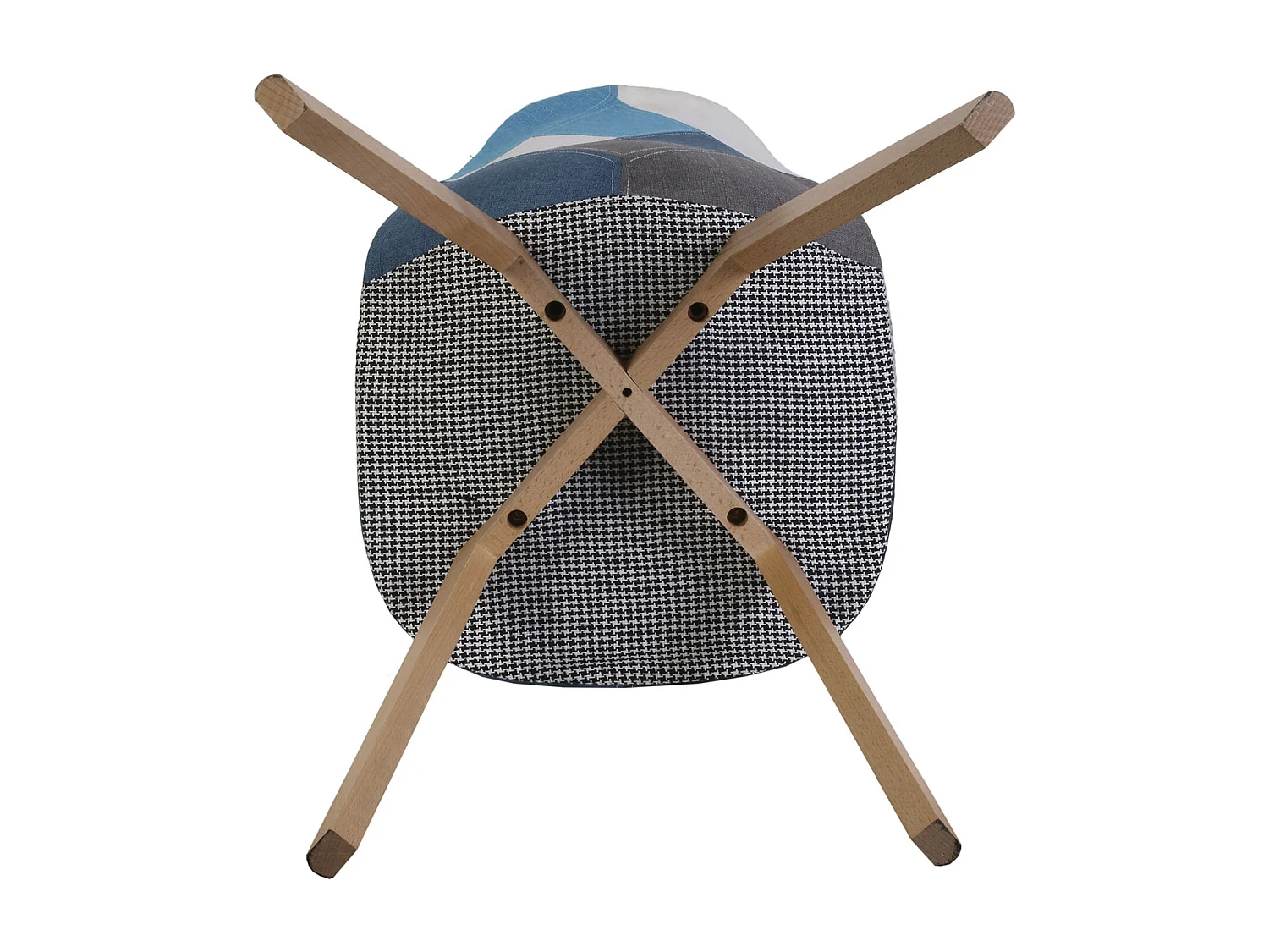 Chaise Patchwork Bleu Gris - Lot De 4 Multicolore