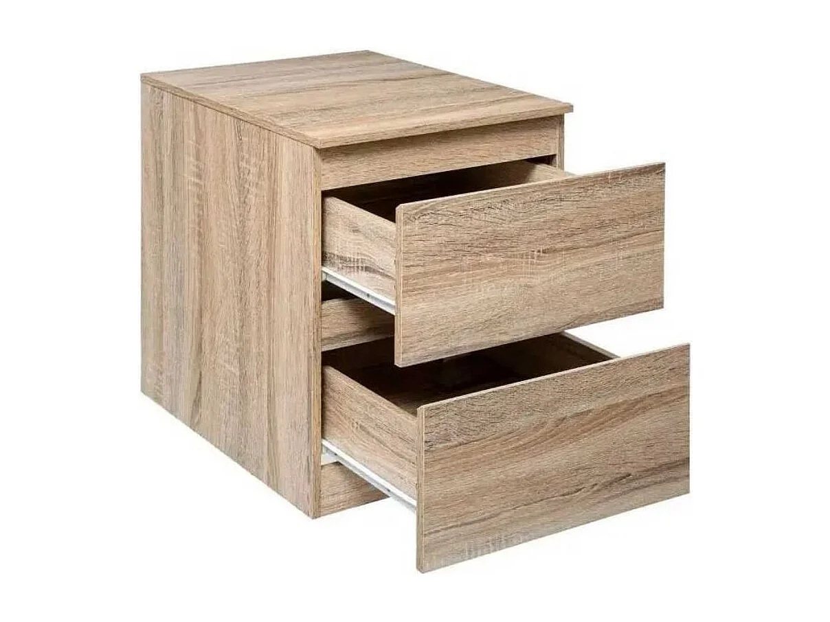 Table de Chevet 2 Tiroirs Design "Dolo" 50cm Naturel