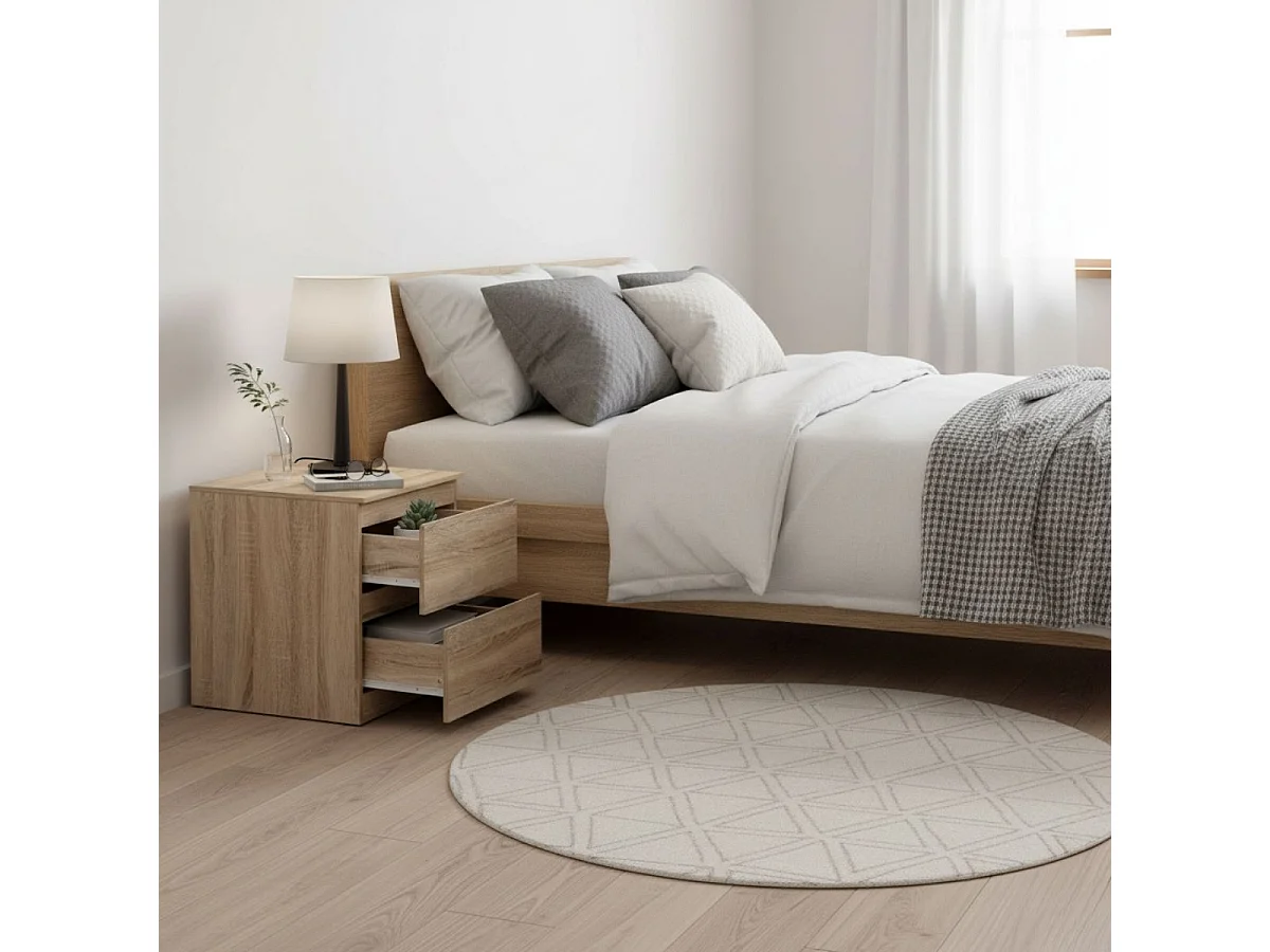 Table de Chevet 2 Tiroirs Design "Dolo" 50cm Naturel