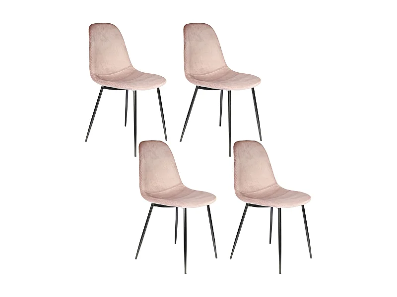 Chaise Velours Cotele Giulia Rose - Lot De 4 Rose