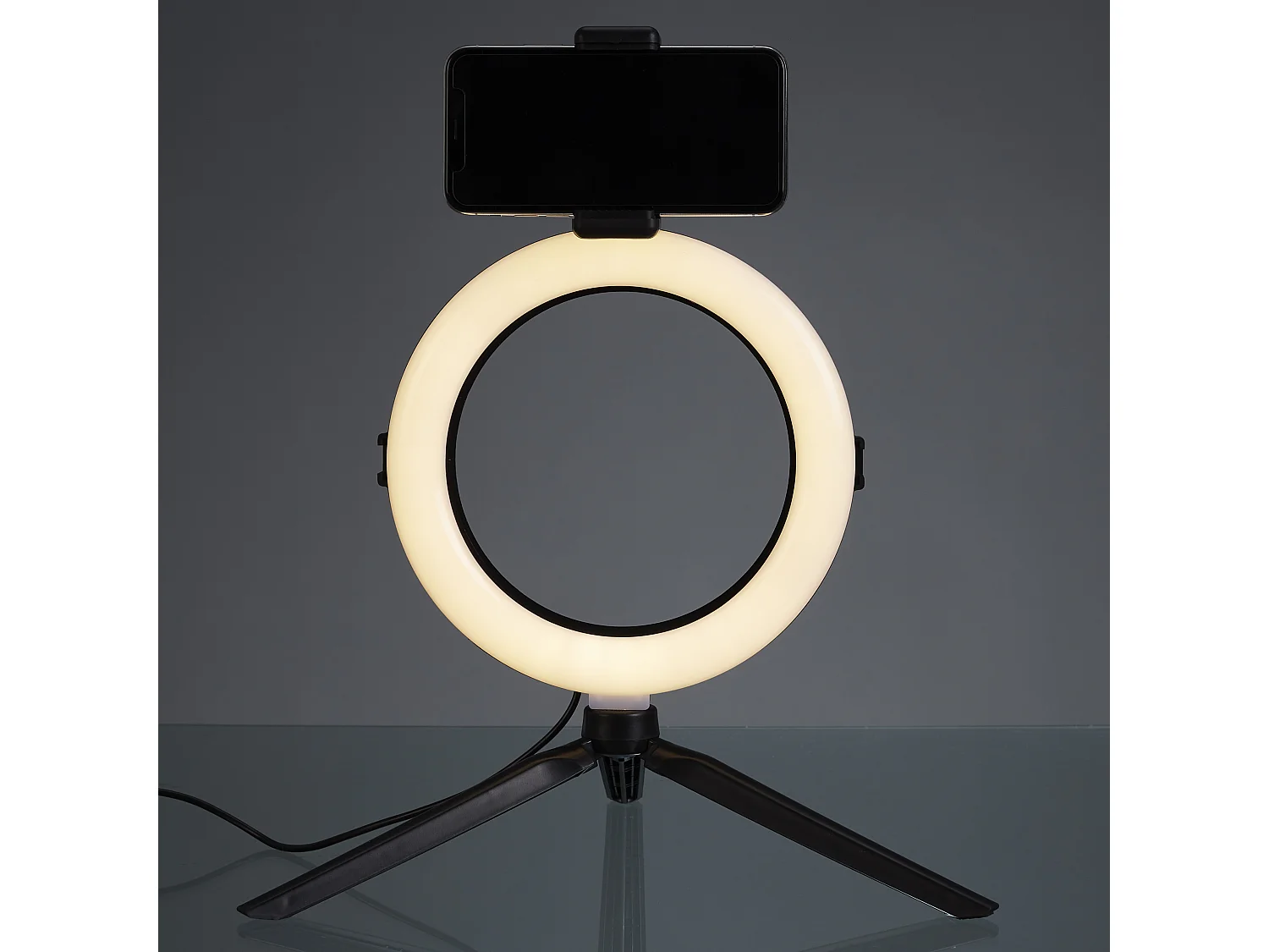 LED-Ring 72 LEDs auf Stativ 39,5 cm für Smartphone - Weißes USB-Licht für Fotos und Videos