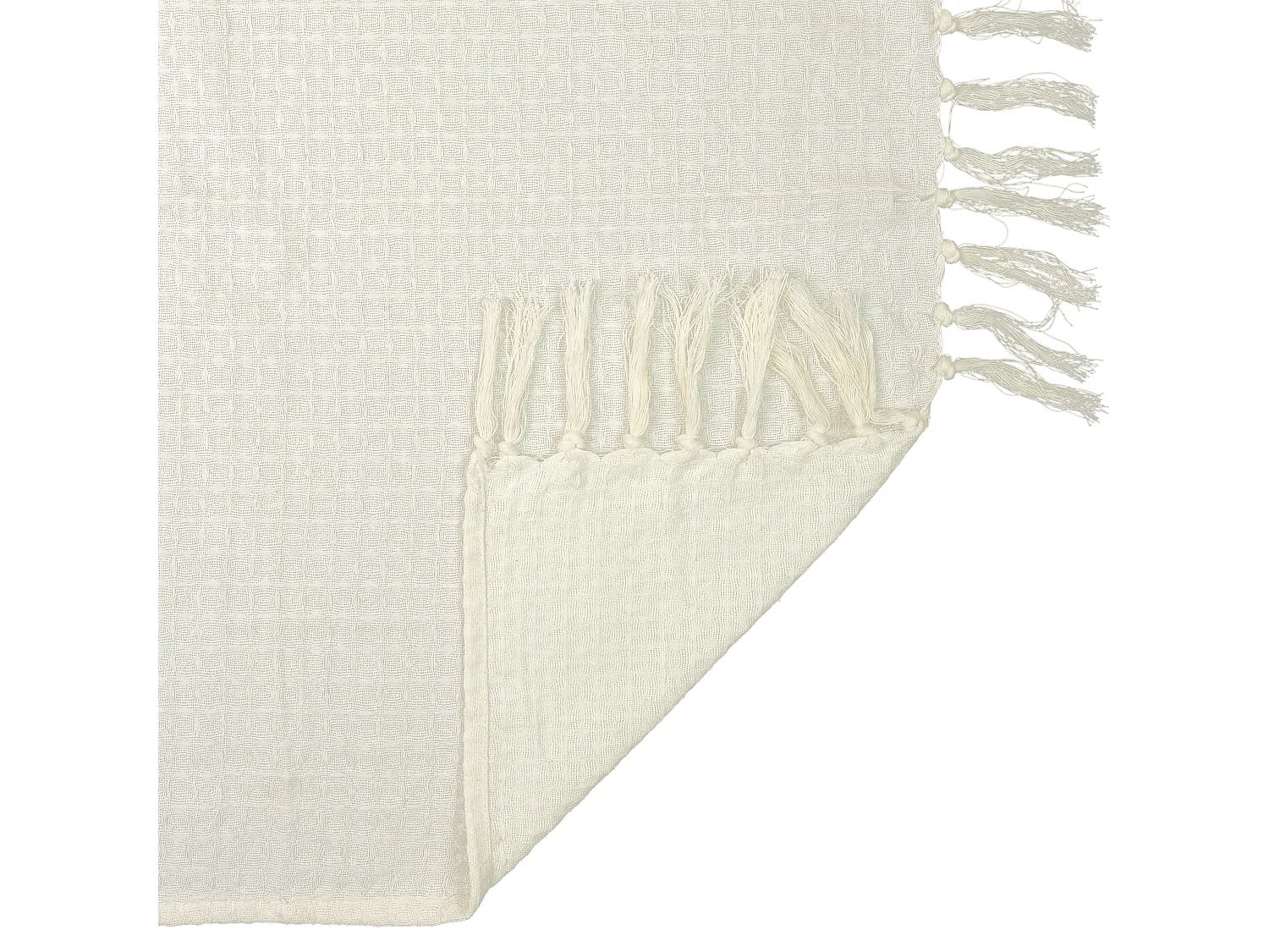 Jete De Canape Gaufre Ivoire 150x200cm Blanc