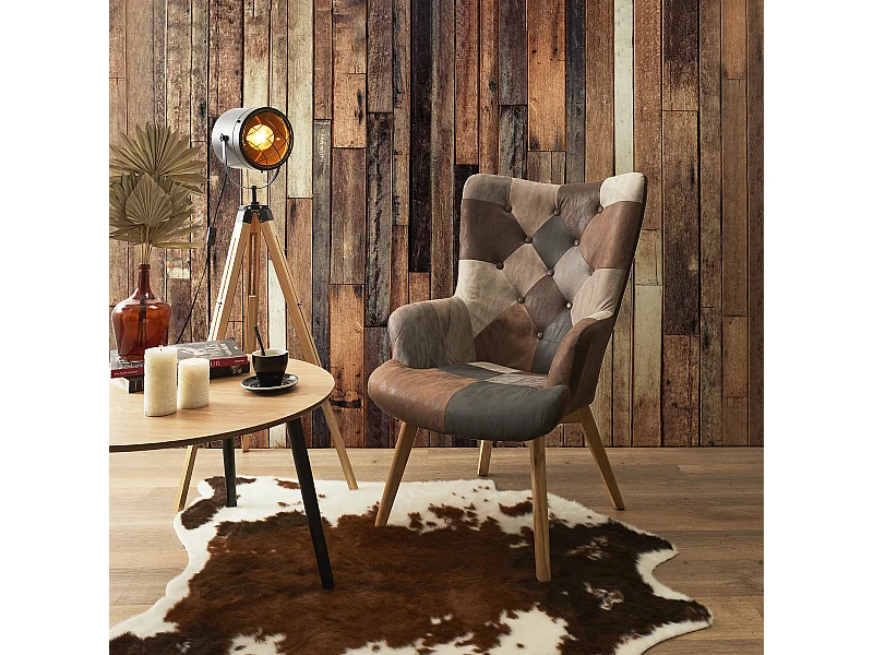 Fauteuil Helsinki Patchwork Pu Marron