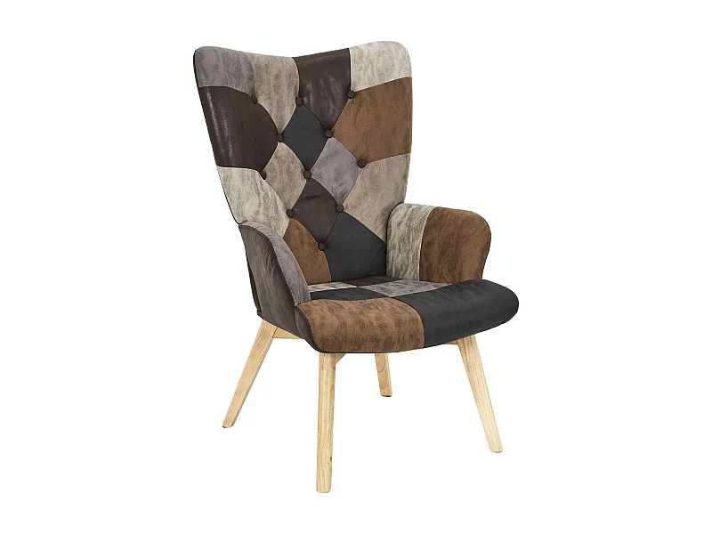 Fauteuil Helsinki Patchwork Pu Marron