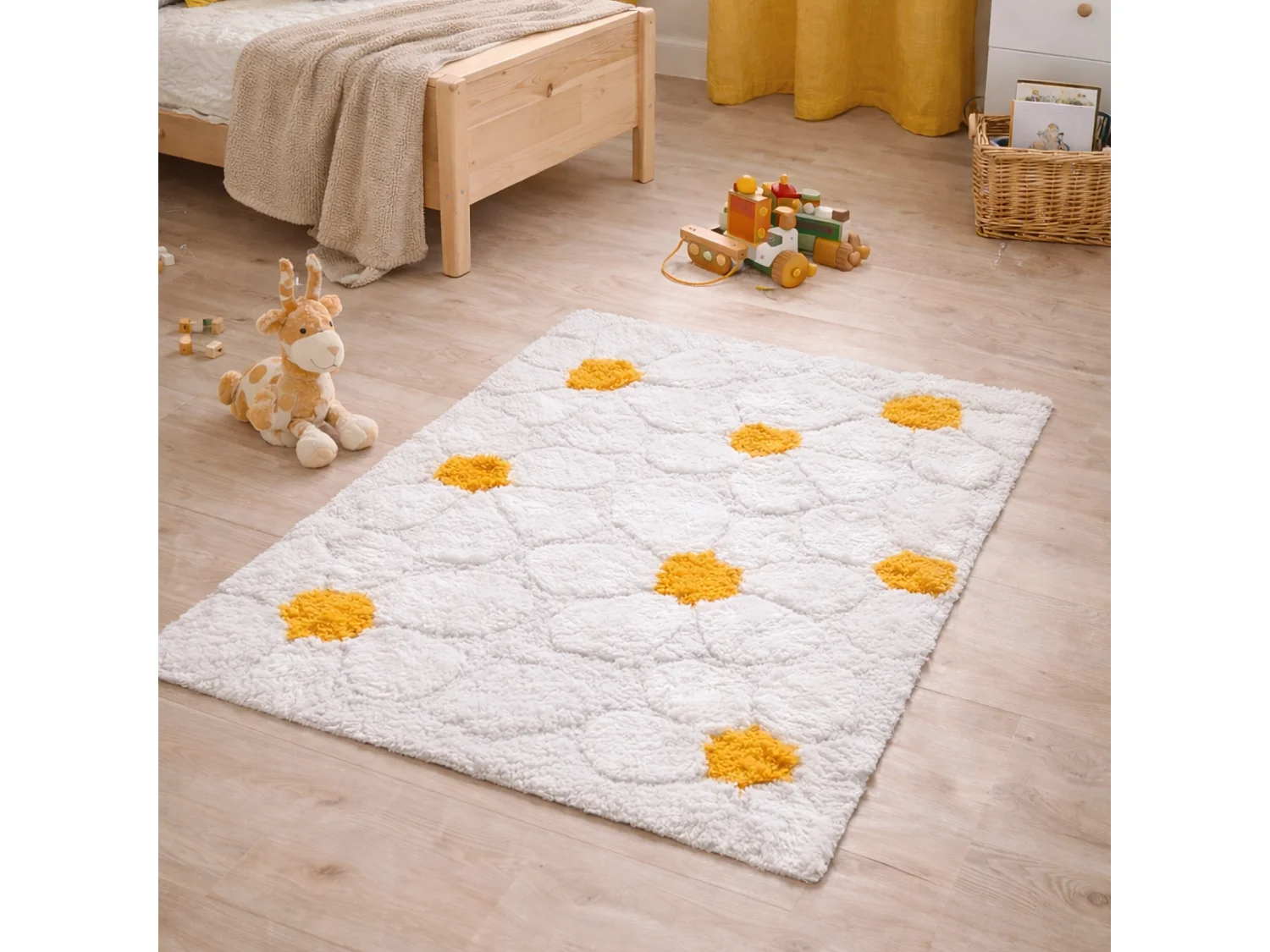 Bestickter Teppich mit Gänseblümchen