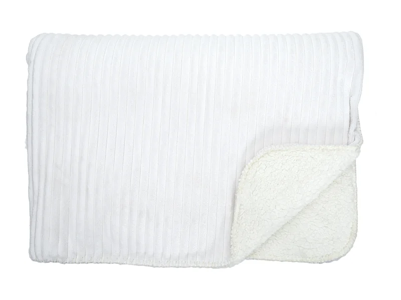 Plaid Flanelle Cotele Sherpa Ecru 180x220cm Blanc