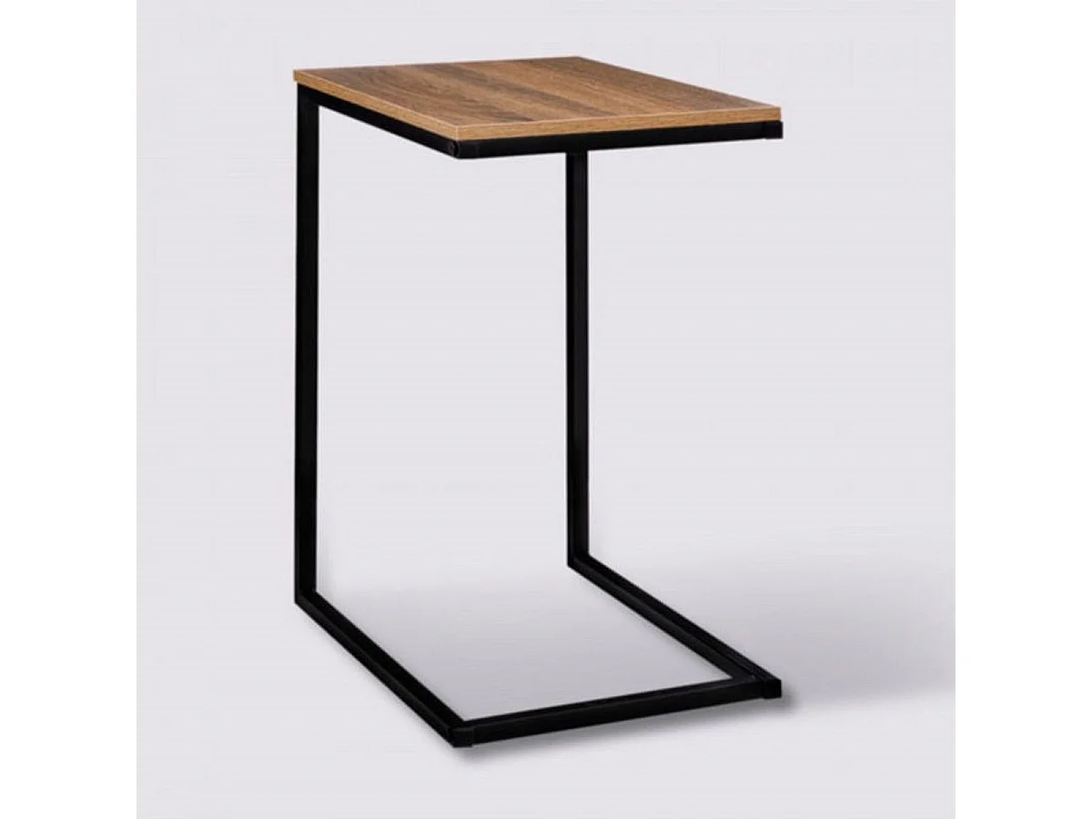 Table d'Appoint Design "Linoya" 66cm Naturel & Noir