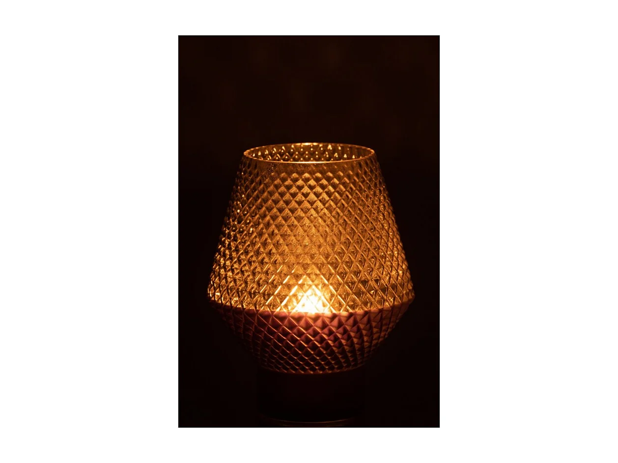 Jarrón con motivos en vidrio gris 17x21cm