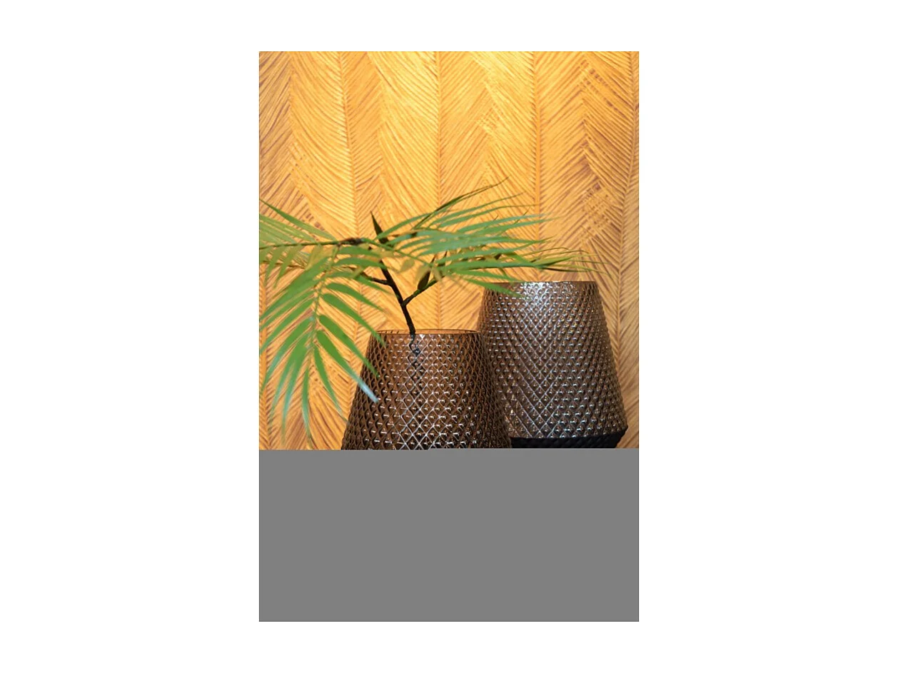 Jarrón con motivos en vidrio gris 17x21cm