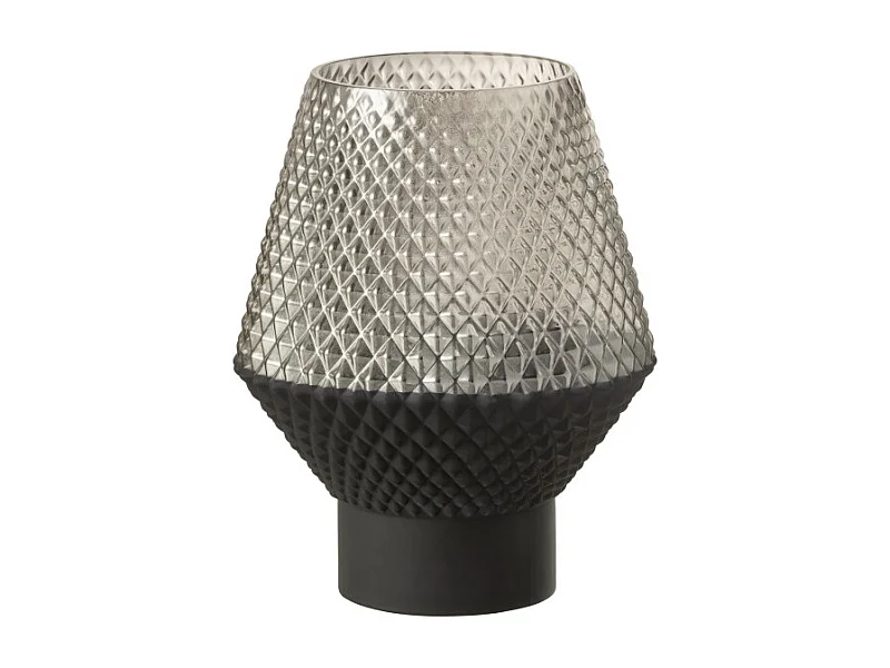 Jarrón con motivos en vidrio gris 17x21cm