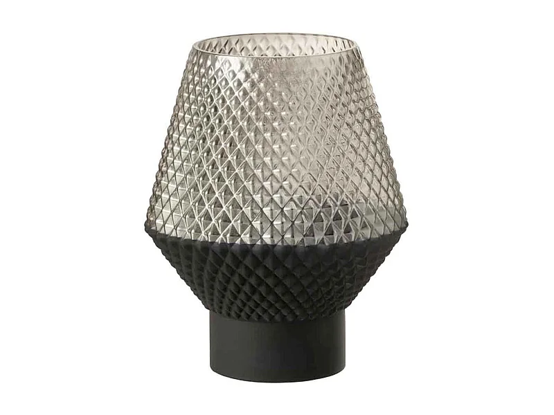 Vaso con motivi in vetro grigio 17x21cm