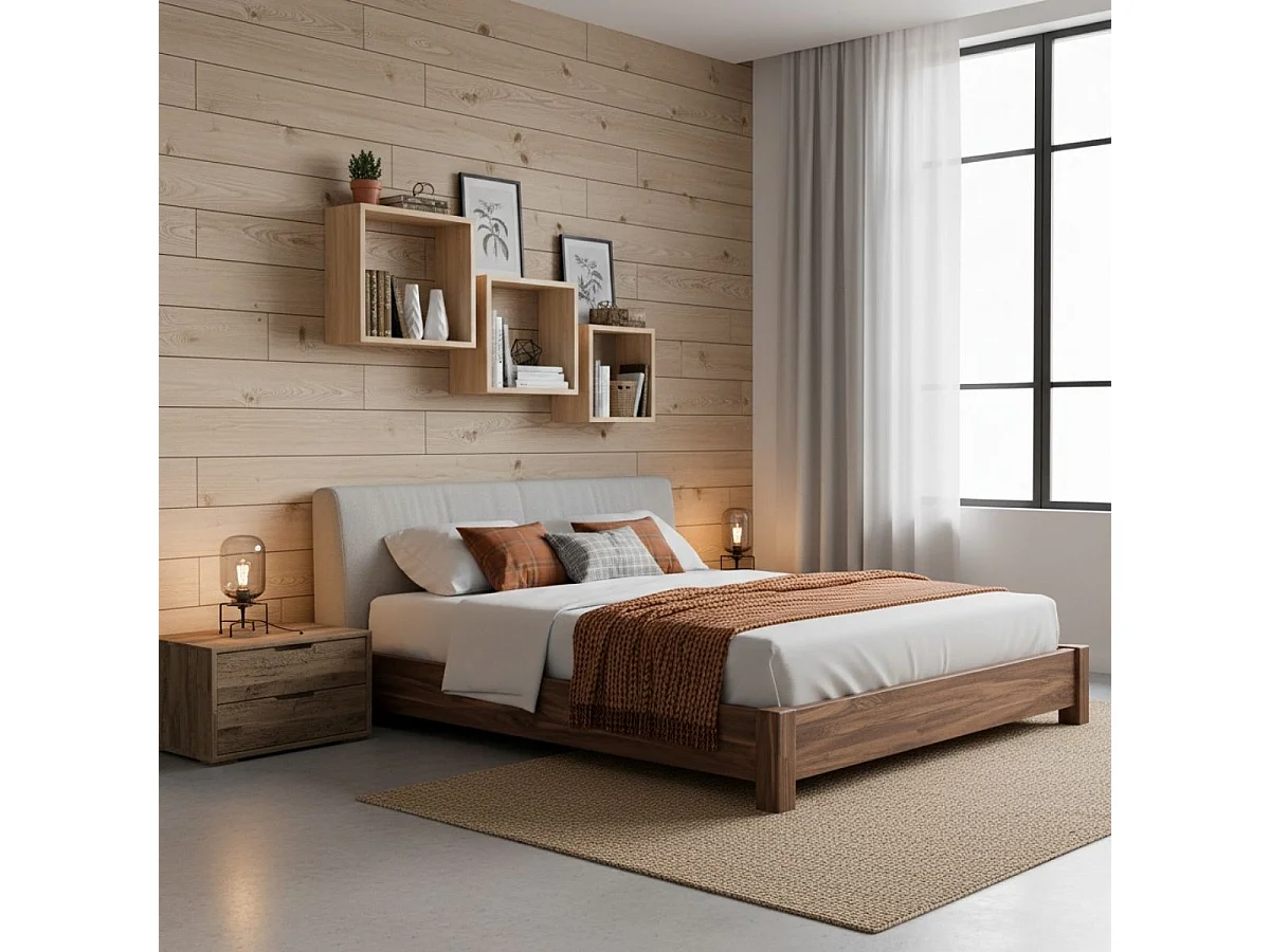 Lot de 3 Étagères Murales "Cube" 25cm Naturel