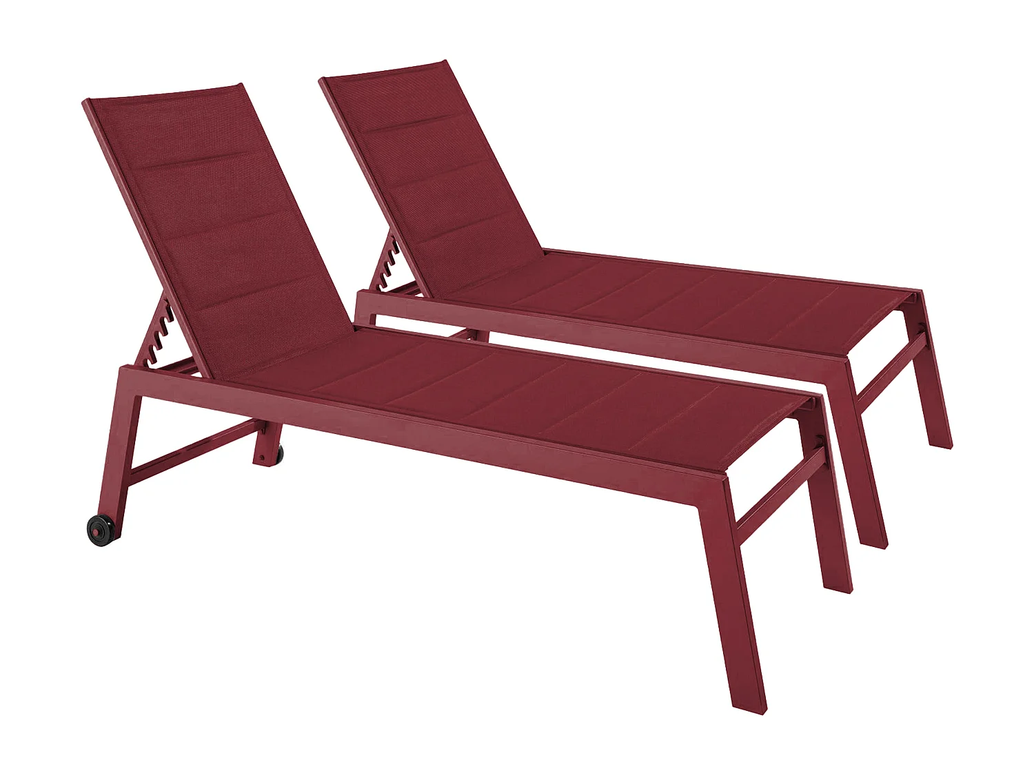 Lot de 2 bains de soleil en aluminium et textilène pourpre - Noumea