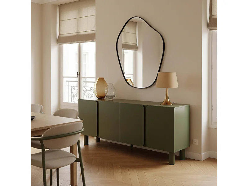 Buffet uni 4 portes L 180 cm vert olive
