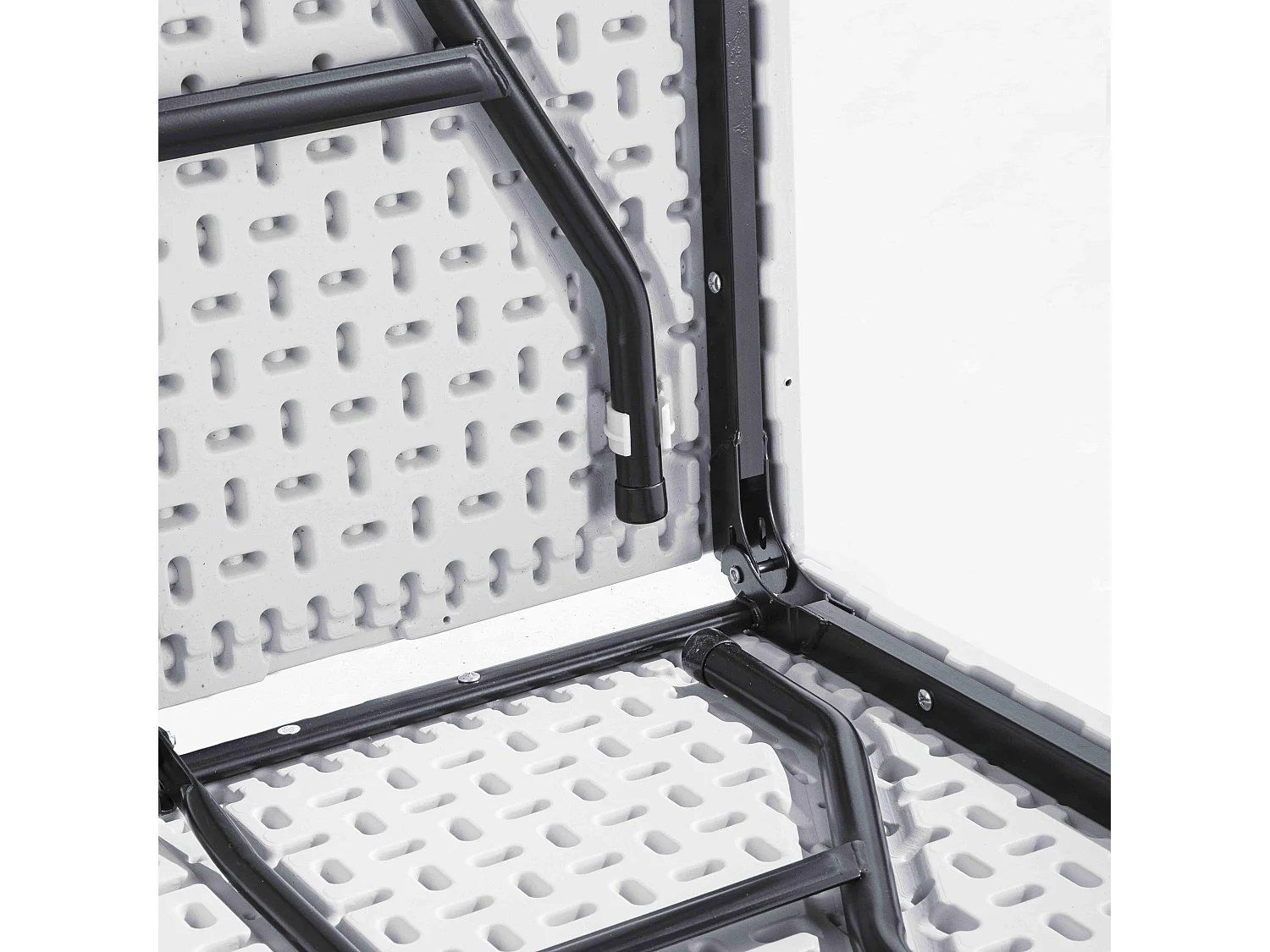 Table pliante blanche 180x70 cm en plastique 8 places format valise