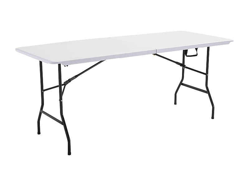 Table pliante blanche 180x70 cm en plastique 8 places format valise