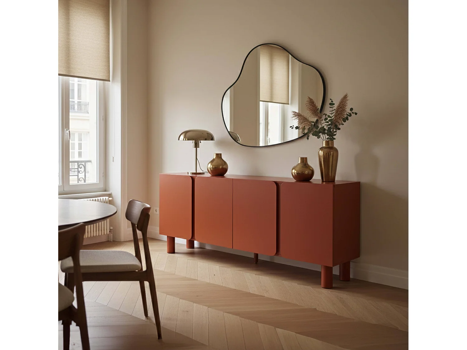 Buffet uni 4 portes L 180 cm orange