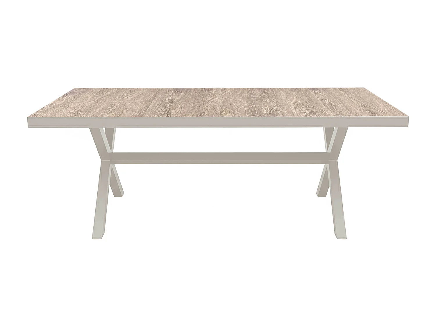 Table de jardin L201 cm aluminium et céramique 8 personnes crème - Tivoli
