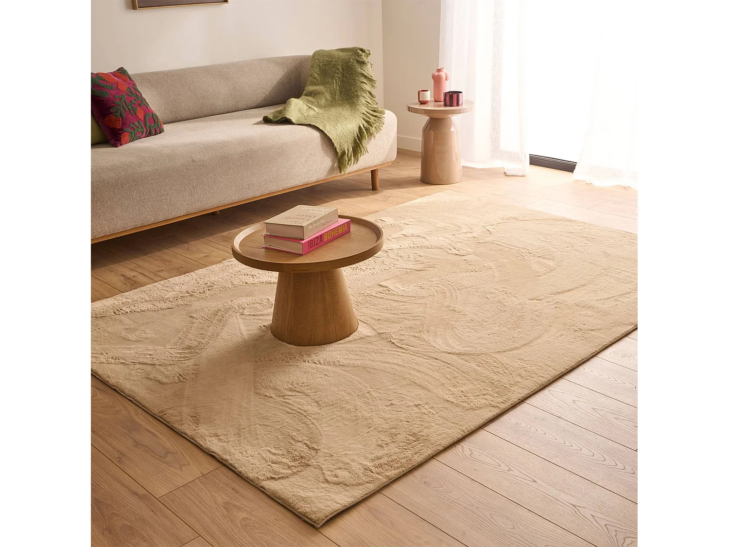 Tapis intérieur uni beige 200x290cm - Oscaria